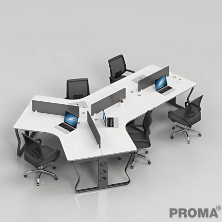 [Pre-order] โต๊ะทำงาน Proma-POD-05 สีขาว/ดำ แบบ 5 ที่นั่ง (ไม่มีตู้เอกสาร)_11